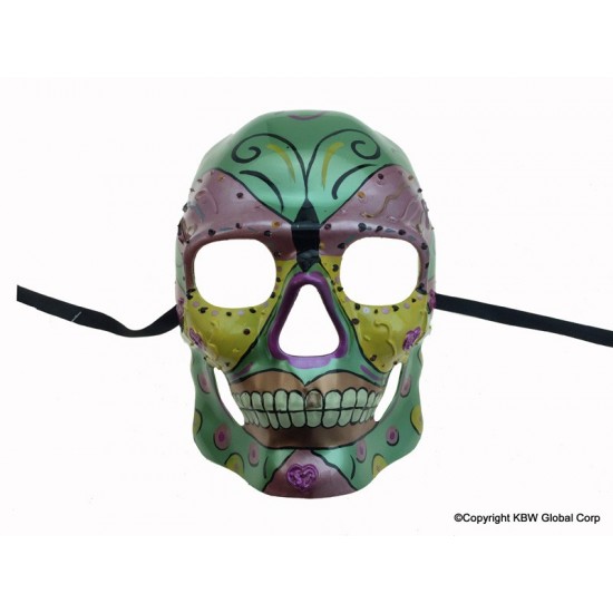 Metallic Green and Pink Skull Mask