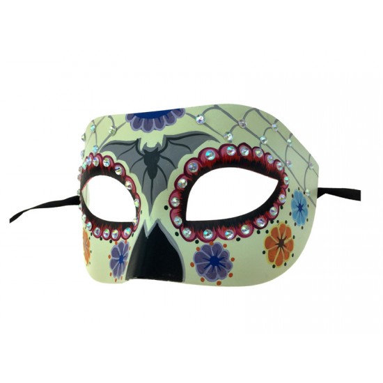 Day Of The Dead Rhinestone Mask - Ivory Day Of The Dead Rhinestone Mask - Ivory