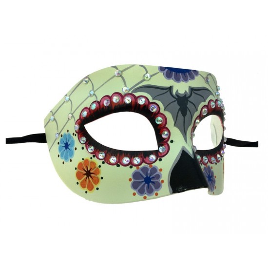 Day Of The Dead Rhinestone Mask - Ivory Day Of The Dead Rhinestone Mask - Ivory