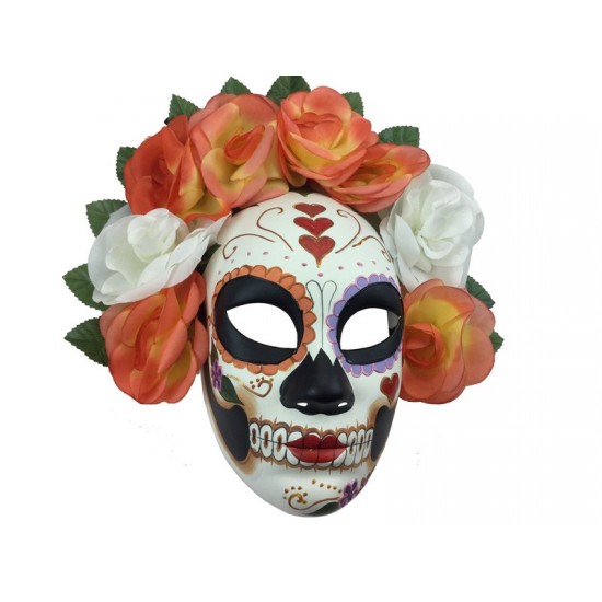 Day of the Dead Skull Mask With Roses