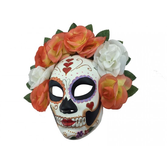 Day of the Dead Skull Mask With Roses