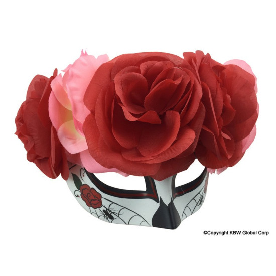 Day of the Dead Red Rose Half Mask