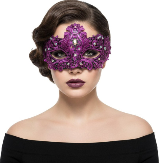Purple Gemstone Lace Masquerade Mask