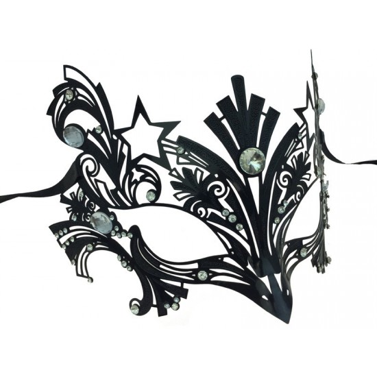 Black Starburst Crystal Masquerade Mask