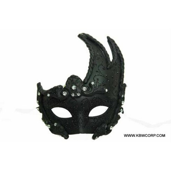 Black Venetian Horn Mask