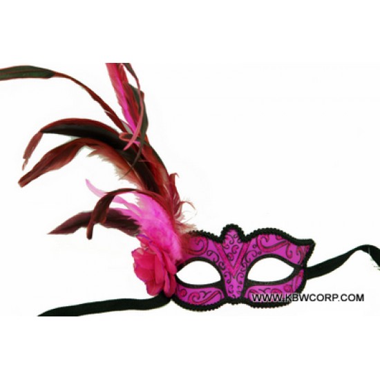 Hot Pink Feather Mask