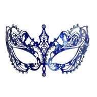 Blue Filigree Metal Mask with Silver Gems
