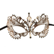 Rose Gold Filigree Metal Mask with Silver Gems
