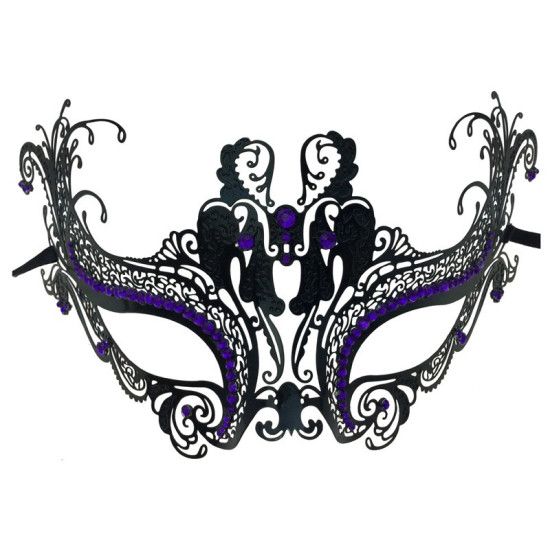 Black Swan Filigree Mask with Purple Gems