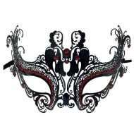 Black Swan Filigree Mask with Red Gems