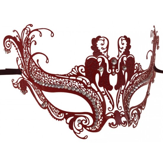 Red Swan Filigree Mask with Silver Gems Red Swan Filigree Mask with Silver Gems