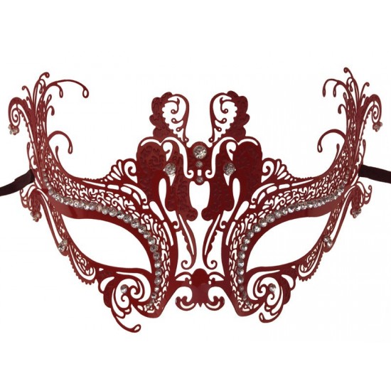 Red Swan Filigree Mask with Silver Gems Red Swan Filigree Mask with Silver Gems