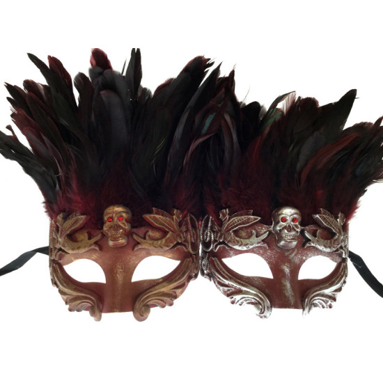Skull Feather Mask - Assorted