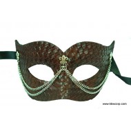 Burgundy Leather Mask with Chain