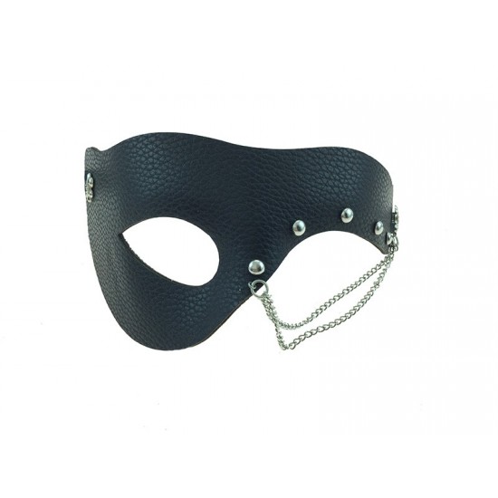 Black Studded Leather Chain Mask