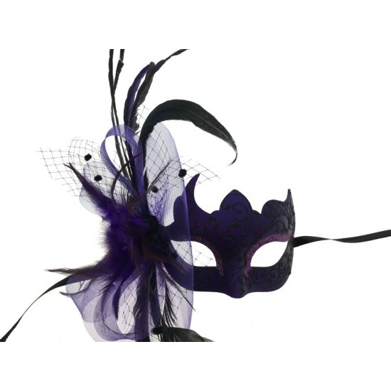 Purple Feather Glitter Mask