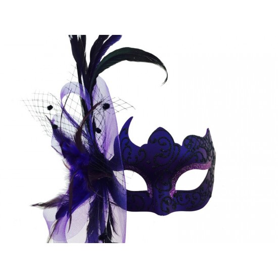 Purple Feather Glitter Mask