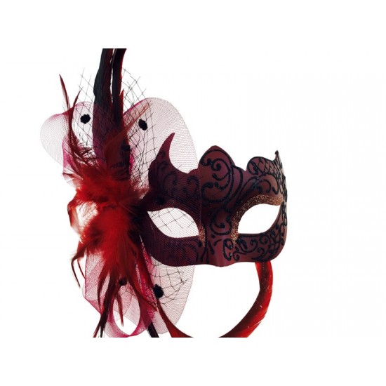 Red Feather Glitter Mask Red Feather Glitter Mask