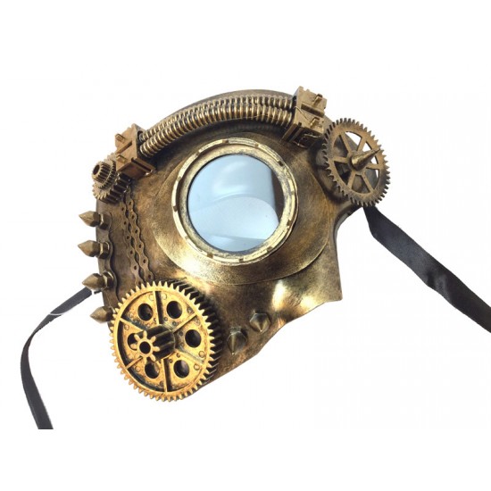 Gold Steampunk Monocle Gear Mask