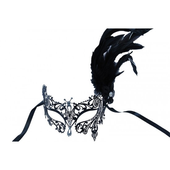 Black Feather Scroll Mask