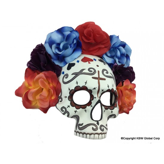 Cross & Cards Skull Flower Mask