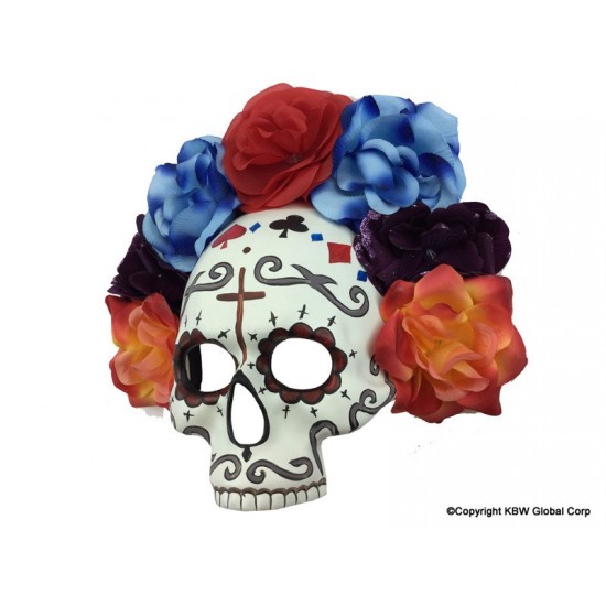 Cross & Cards Skull Flower Mask