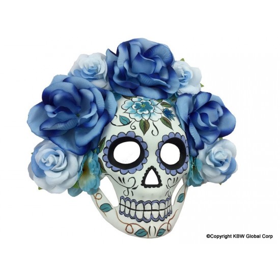 Blue Floral Sugar Skull Mask Blue Floral Sugar Skull Mask
