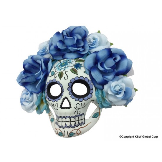 Blue Floral Sugar Skull Mask Blue Floral Sugar Skull Mask