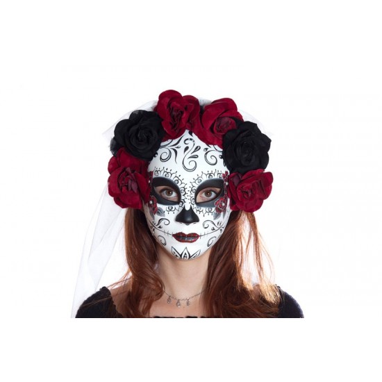 Day of the Dead Rose Veil Mask
