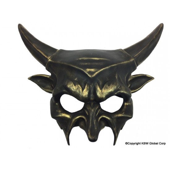 Gold Bull Horns Demon Mask
