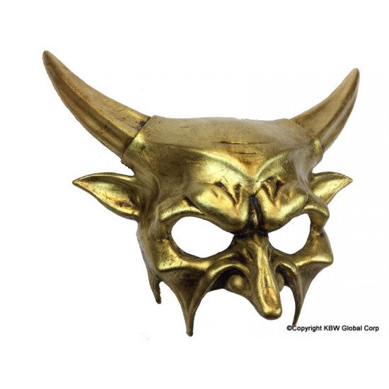 Gold Bull Horns Demon Mask