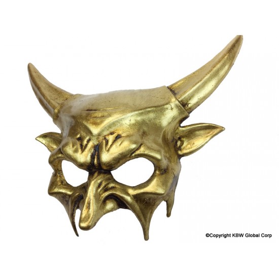 Gold Bull Horns Demon Mask