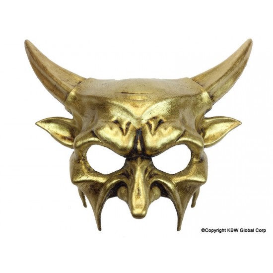 Gold Bull Horns Demon Mask
