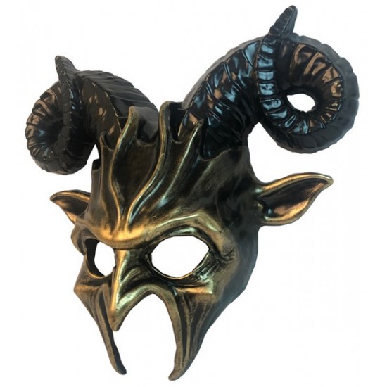 Gold Ram Horn Demon Mask