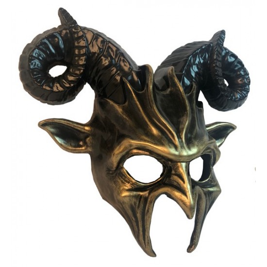 Gold Ram Horn Demon Mask
