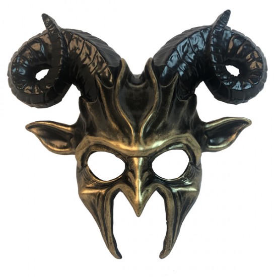 Gold Ram Horn Demon Mask