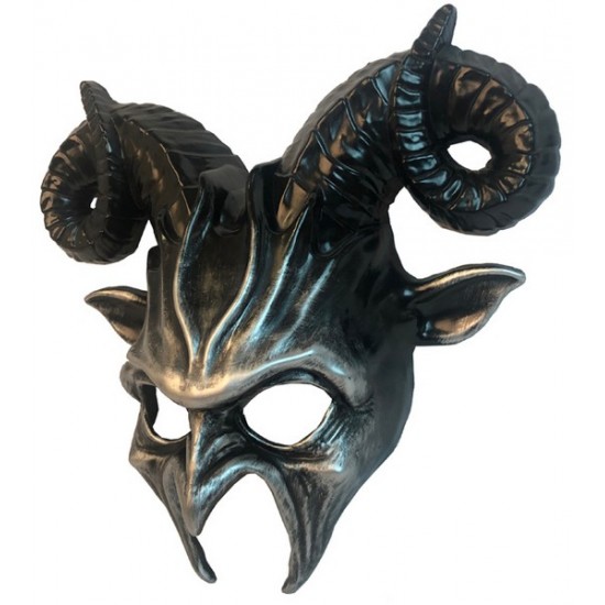Silver Ram Horn Demon Mask