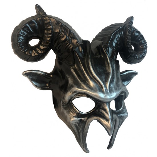 Silver Ram Horn Demon Mask
