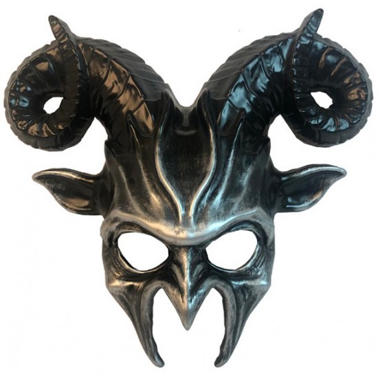 Silver Ram Horn Demon Mask