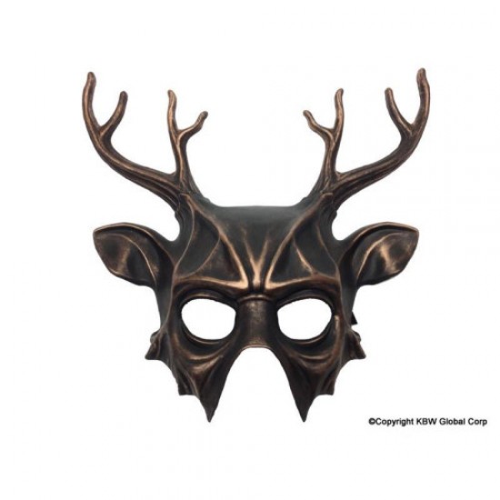Copper Deer Antlers Demon Mask
