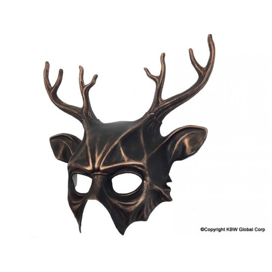 Copper Deer Antlers Demon Mask