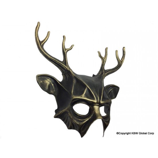 Gold Deer Antlers Demon Mask