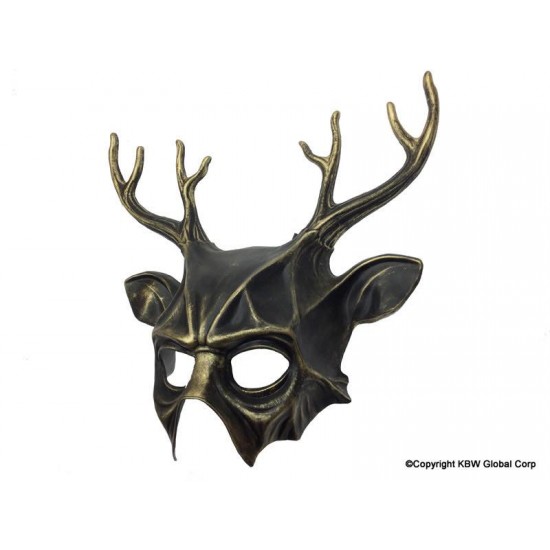 Gold Deer Antlers Demon Mask