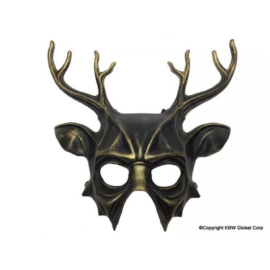 Gold Deer Antlers Demon Mask