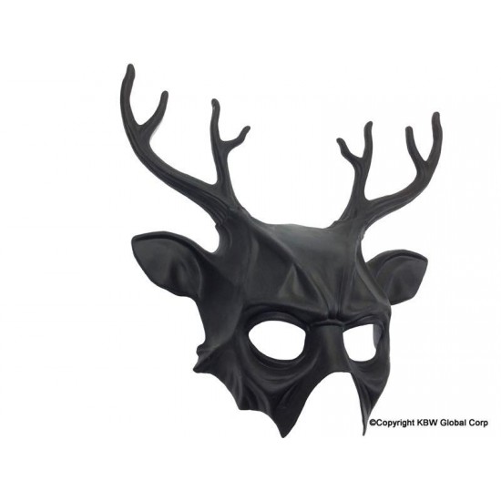 Black Voodoo Deer Horns Mask