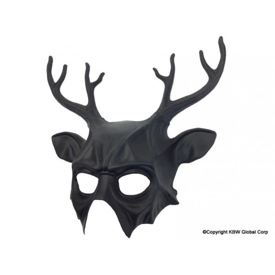 Black Voodoo Deer Horns Mask