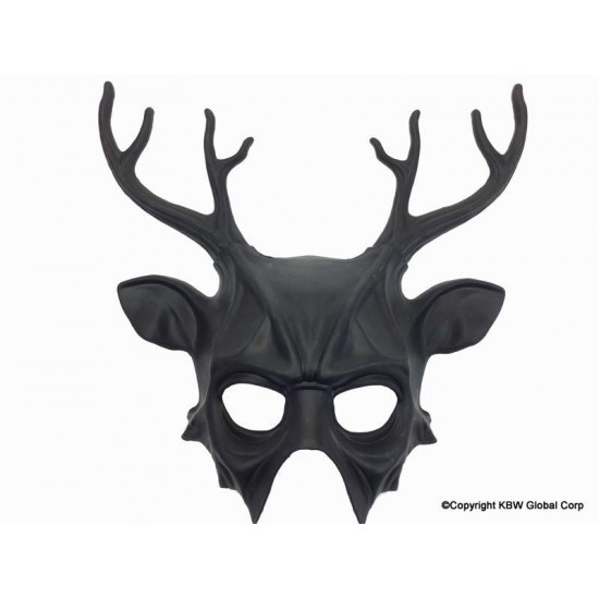 Black Voodoo Deer Horns Mask
