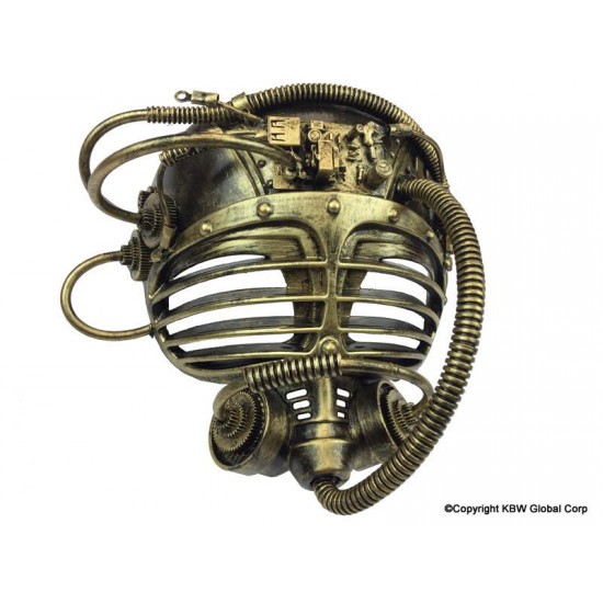 Gold Brass Coil Steampunk Mask