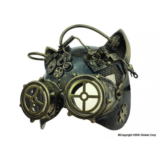 Gold Cat Steampunk Goggle Mask