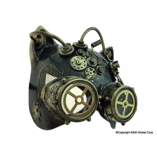 Gold Cat Steampunk Goggle Mask